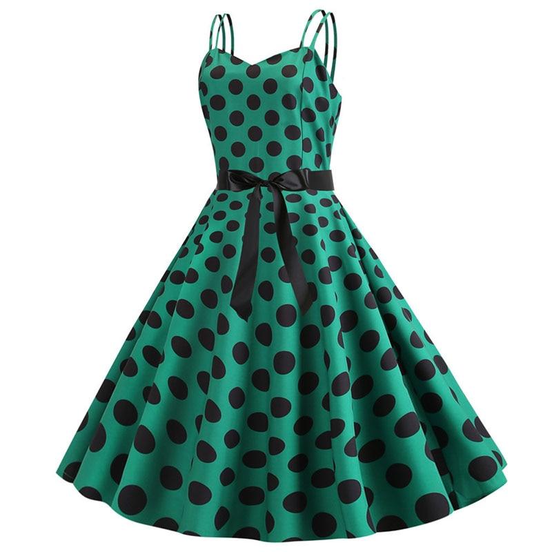 Sukienka Vintage Rockabilly Zielony Groszek