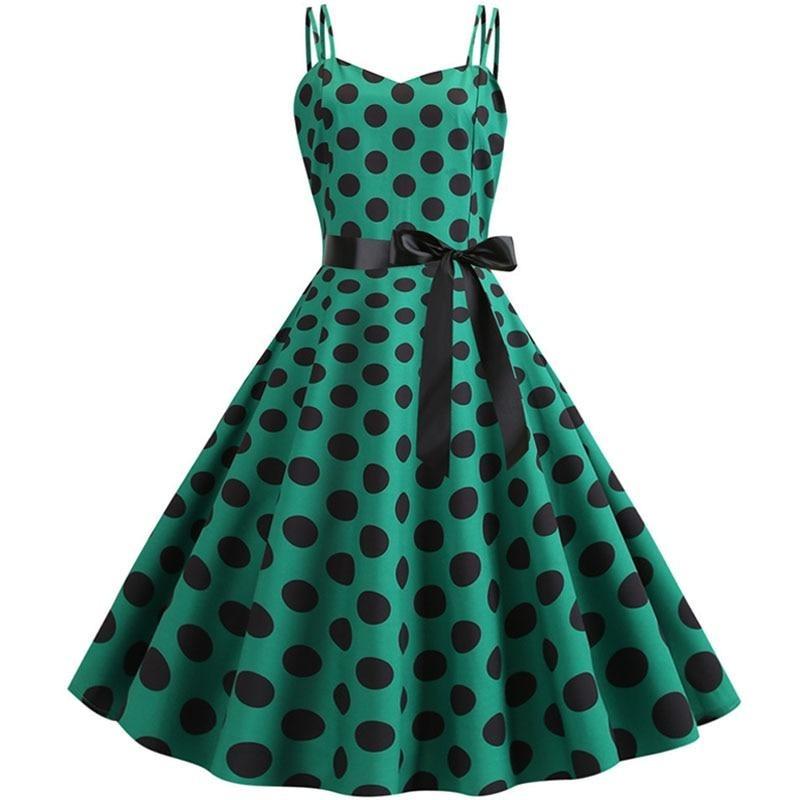 Sukienka Vintage Rockabilly Zielony Groszek