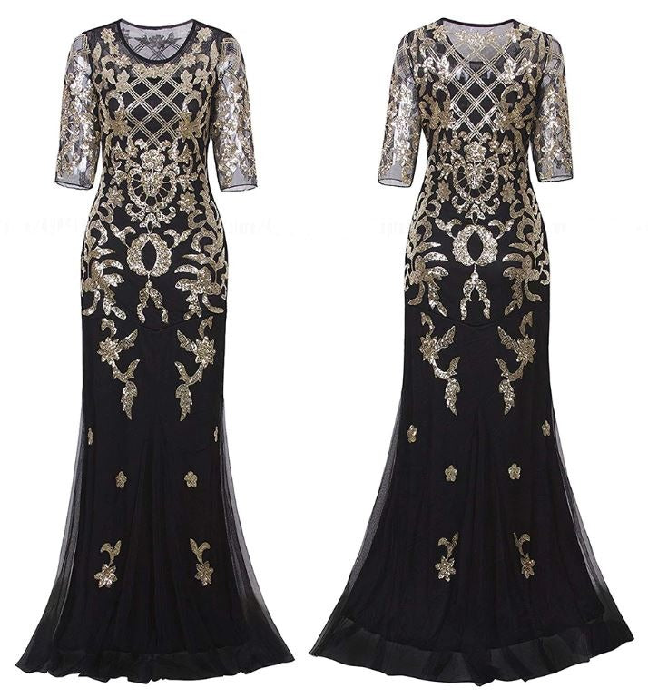 Złota Sukienka Plus Size Z Lat 20. XX Wieku