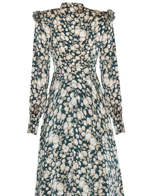 Zielona Sukienka W Kwiaty Z Lat 40. XX Wieku