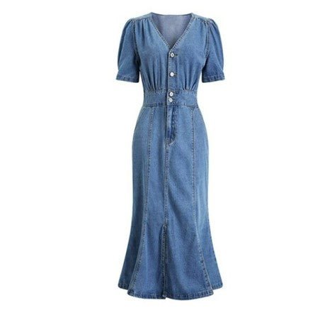 Niebieska Sukienka W Stylu Vintage Z Lat 40